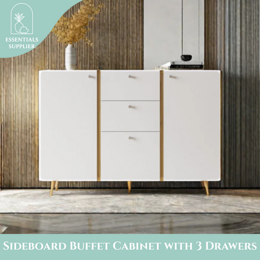 47" Sideboard Buffet Cabinet with 3 Drawers & 2 Doors, Adjustable Shelves