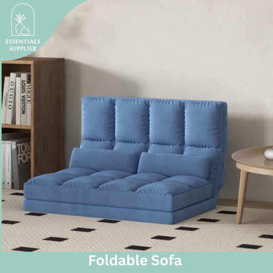 3-in-1 Adjustable Floor Sofa Bed with Backrest & Headrest – Blue