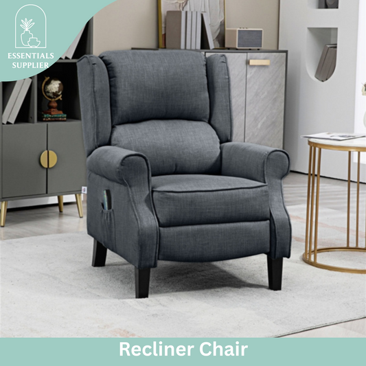 Heated Massage Recliner Chair with Lumbar Support – Manual Pushback, Gray