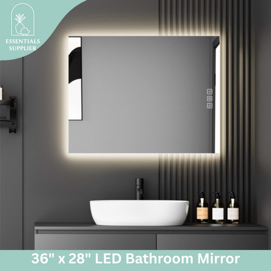36" x 28" LED Bathroom Mirror with Defogger & Dimmable Backlight