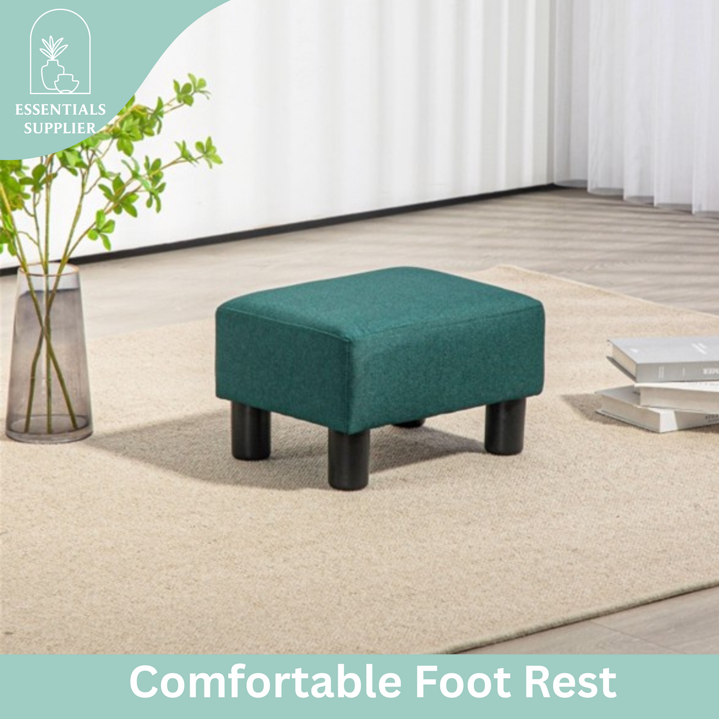 Linen Fabric Foot Rest Ottoman – Compact, Lightweight & Stylish