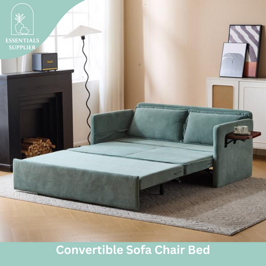 3-in-1 Sleeper Chair Bed with Tray & USB, Convertible Sofa in Light Green
