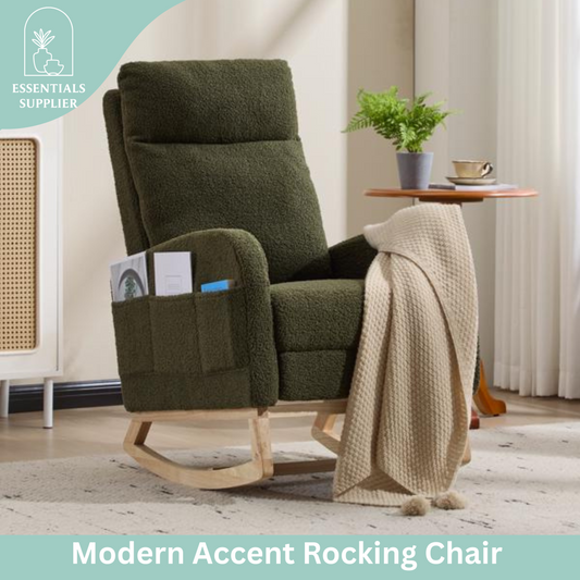 Modern Rocking Accent Chair with High Back, Soft Fabric & 300 lb Weight Capacity