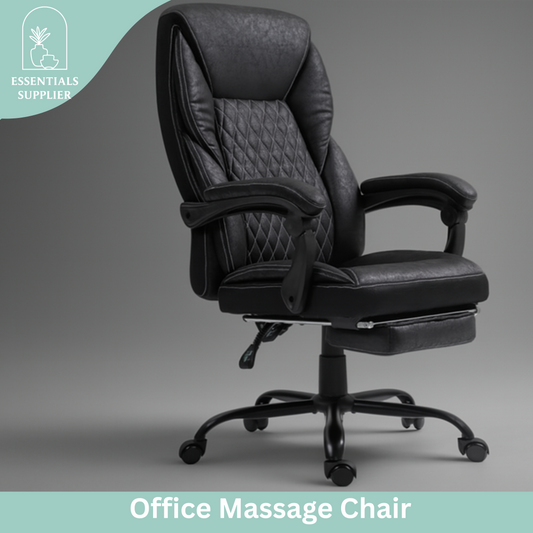 Black High-Back Reclining Office Chair with Footrest & Microfiber Upholstery