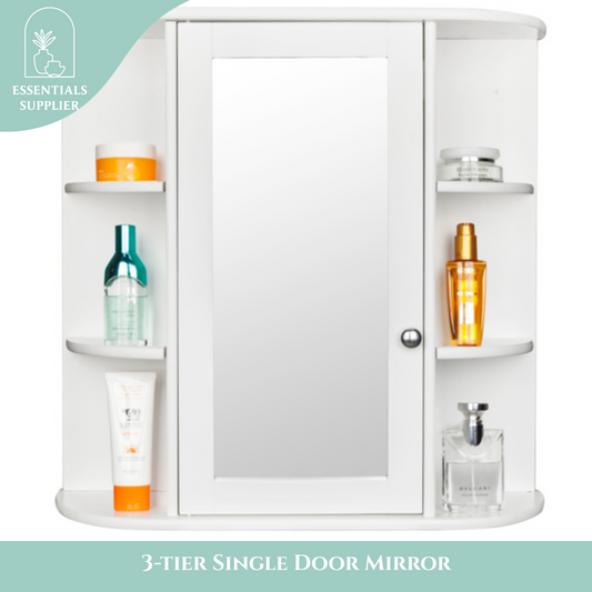 3-Tier Wall Mounted Bathroom Cabinet with Mirror Door, White Finish