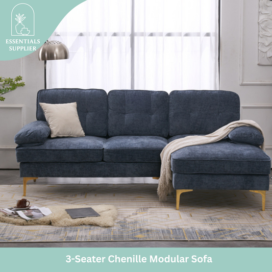 Blue 3-Seater Modular Sofa – Simple, Stylish Indoor Seating