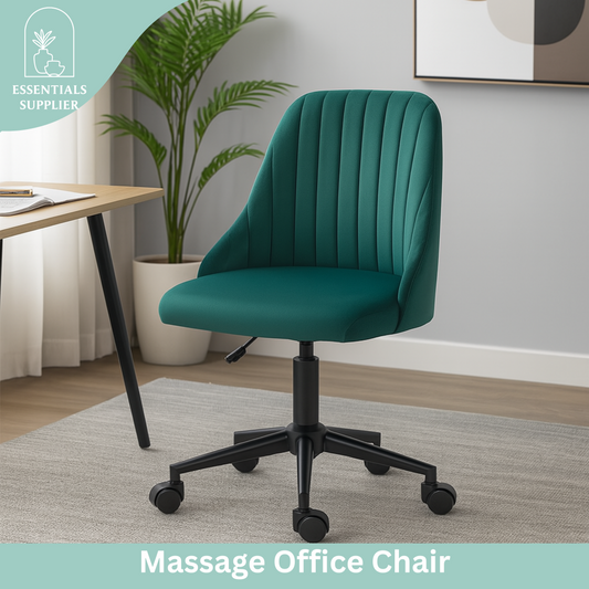 Green Velvet Scallop Swivel Office Chair – Adjustable Height & Chic Design