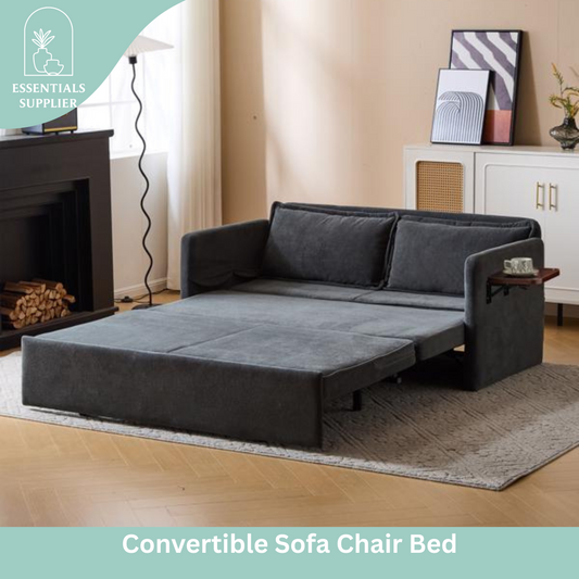 3-in-1 Sleeper Chair Bed with Tray & USB, Convertible Sofa in Dark Grey