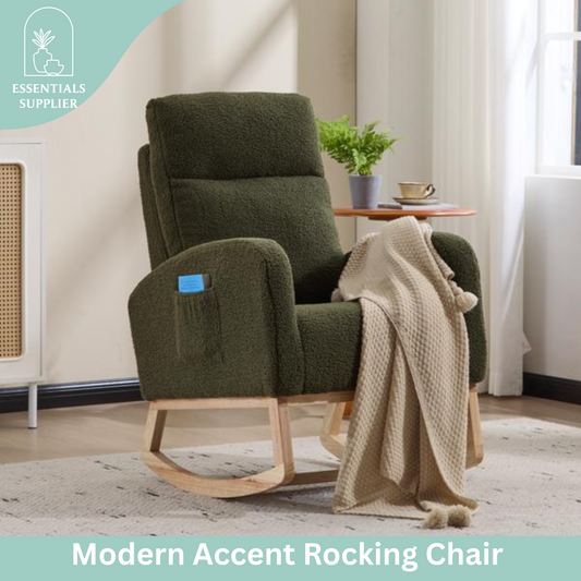 Modern High-Back Accent Rocking Chair – Nursery & Lounge Comfort