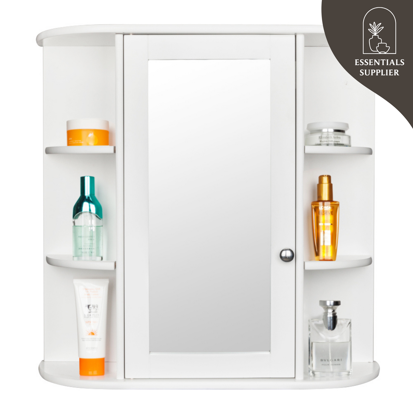 3-Tier Wall Mounted Bathroom Cabinet with Mirror Door, White Finish