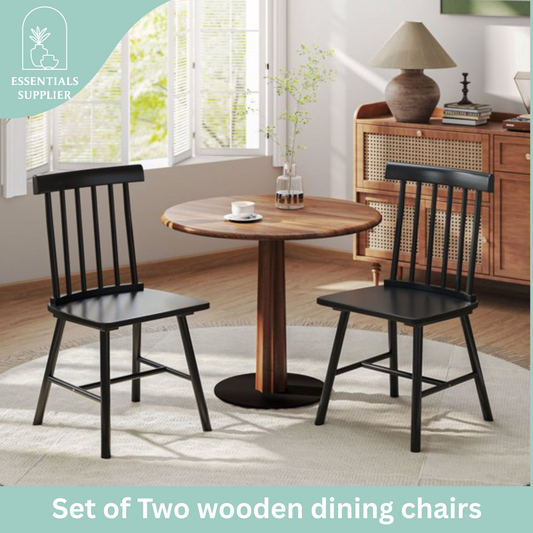 Black Wooden Farmhouse Dining Chairs – Set of 2