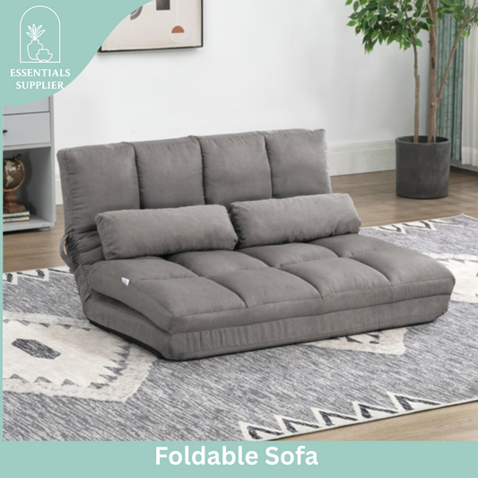 3-in-1 Adjustable Floor Sofa Bed with Backrest & Headrest – Light Gray