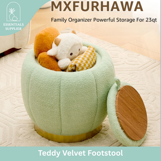 Storage Ottoman Footrest with Soft Seat, Velvet Stool Accent, Green