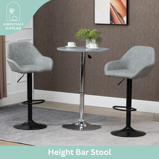 Set of 2 Grey PU Leather Adjustable Swivel Bar Stools with Footrest – Modern Counter Chairs