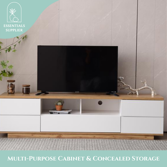 Modern TV Stand for 80'' TVs, Media Console with Storage & Rebound Doors