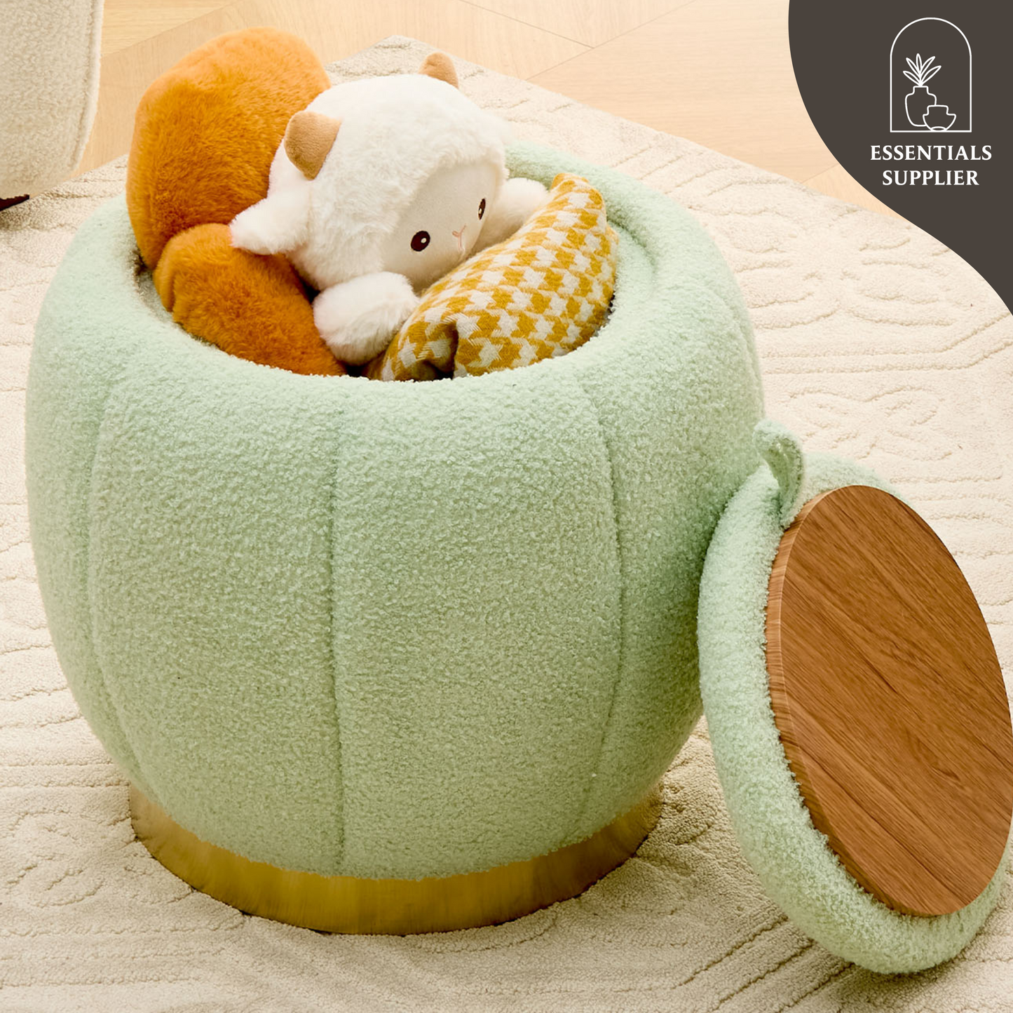 Storage Ottoman Footrest with Soft Seat, Velvet Stool Accent, Green