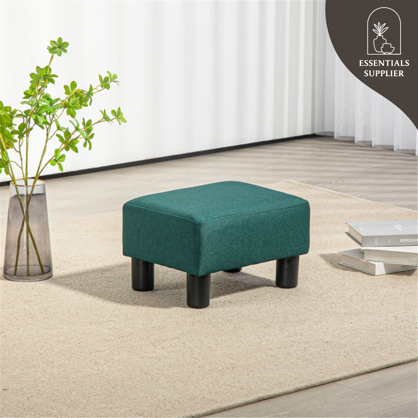 Linen Fabric Foot Rest Ottoman – Compact, Lightweight & Stylish
