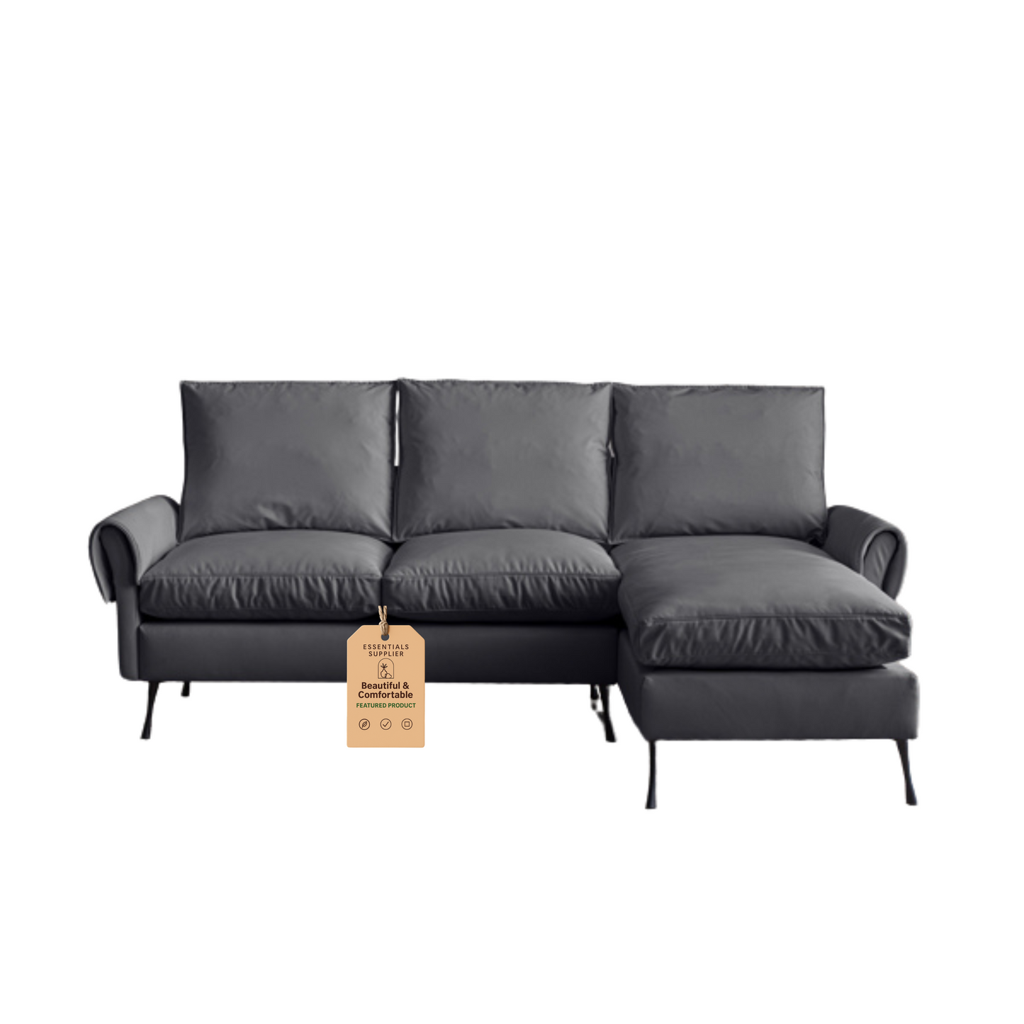81" Modern L-Shaped Sofa with Reversible Chaise – Tech Leather Couch
