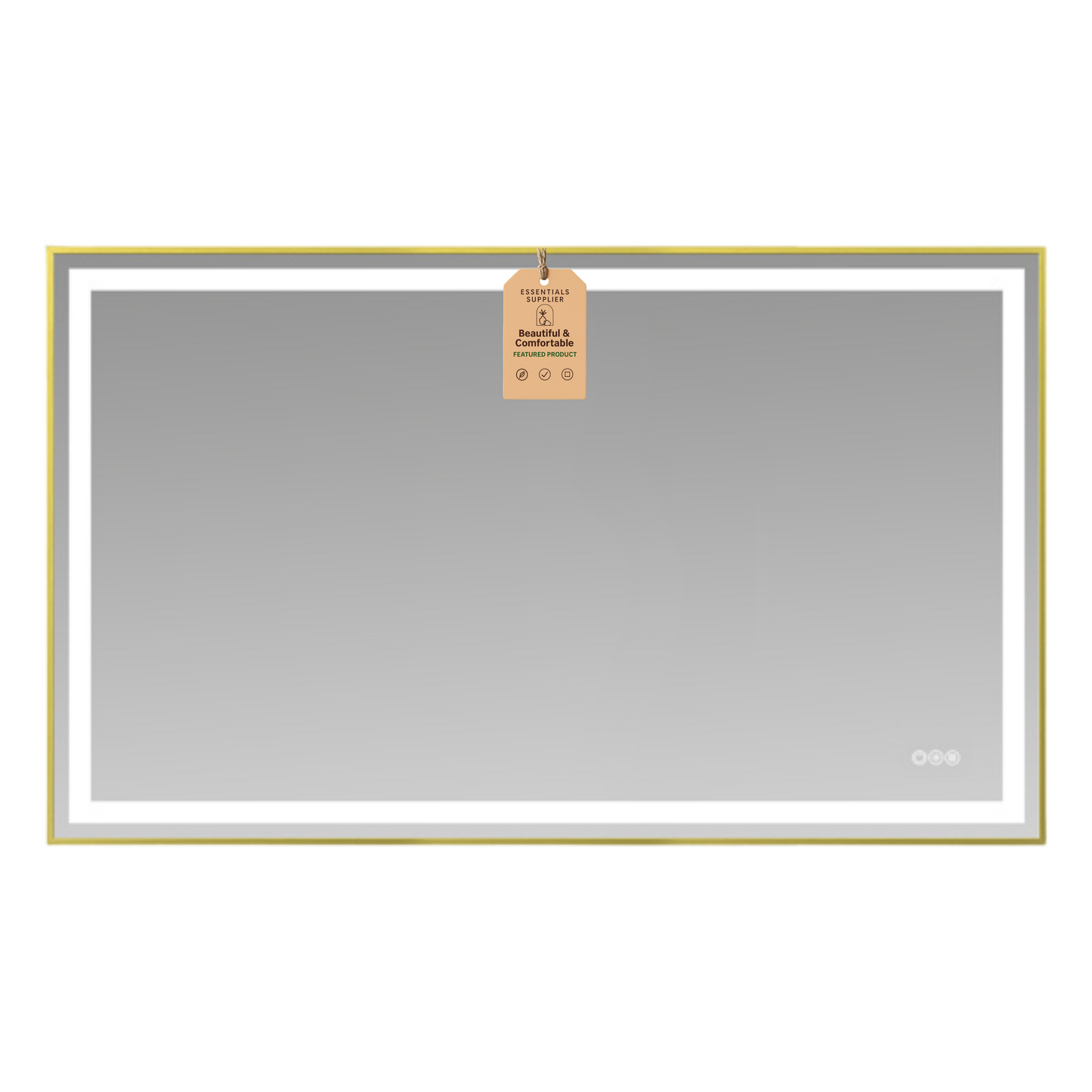 60x36" Gold Framed LED Mirror with Dual Front & Back Light Strips