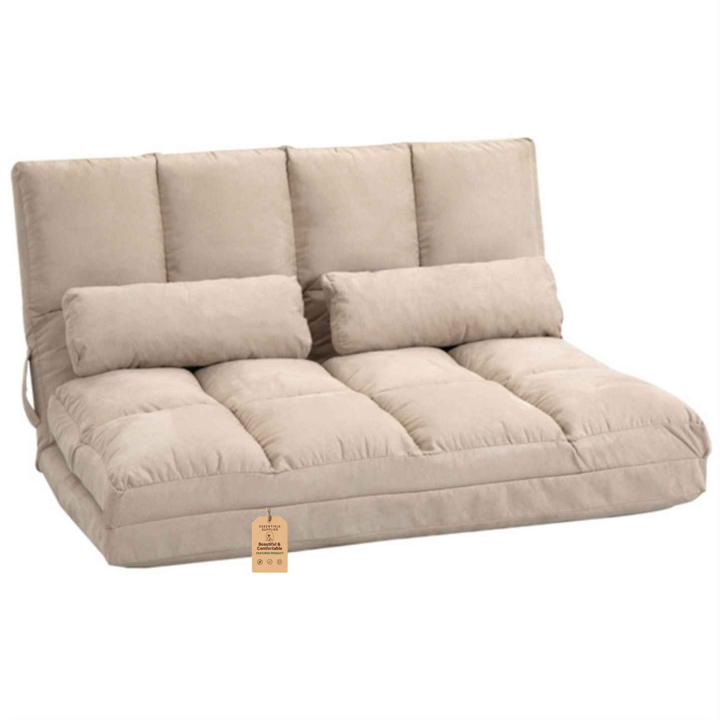 3-in-1 Adjustable Floor Sofa Bed with Backrest & Headrest – Beige