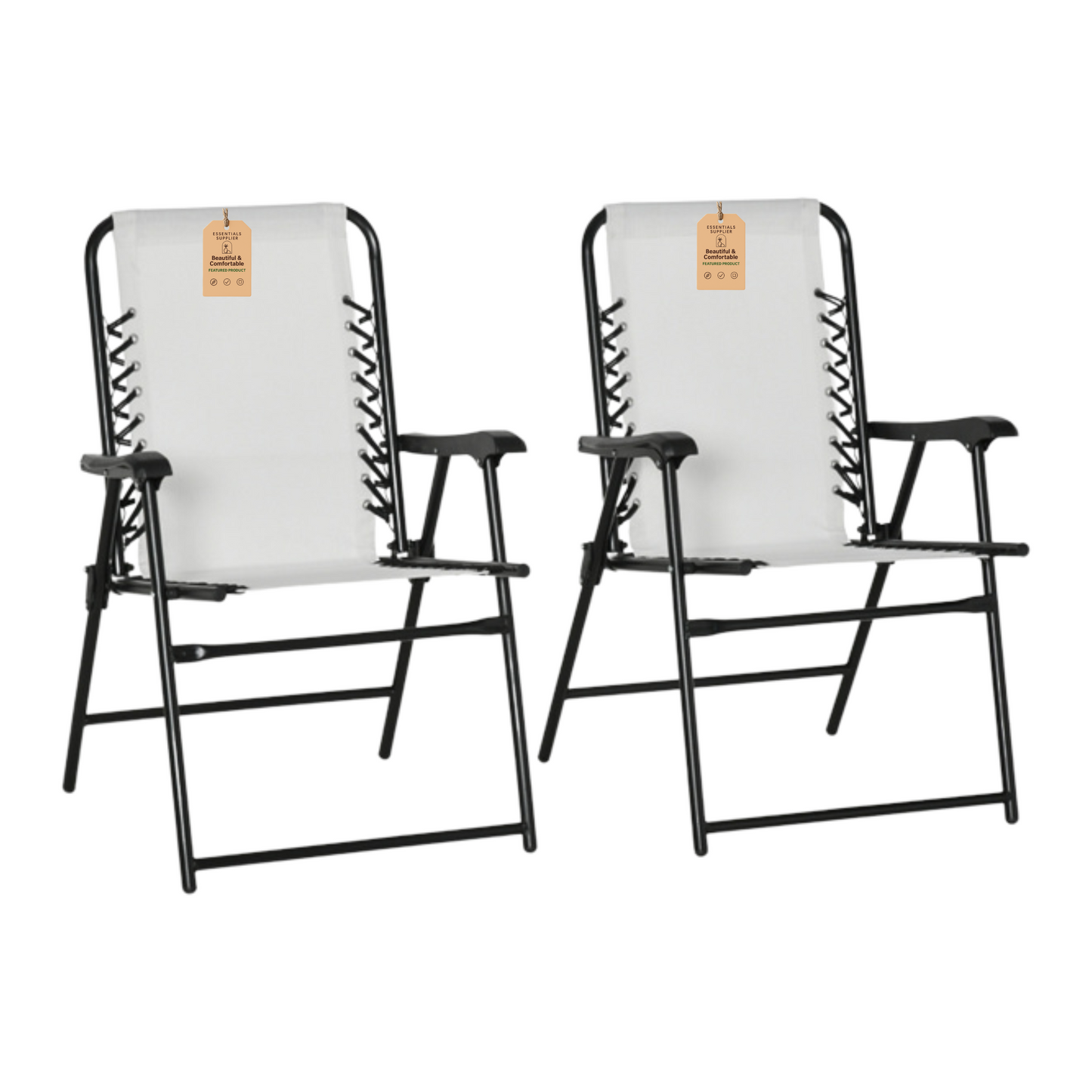 Set of 2 Foldable Mesh Armchairs – Outdoor Lounge Chairs with Armrests
