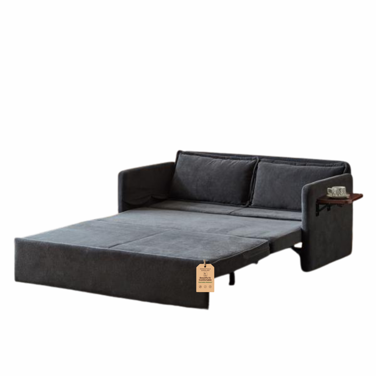 3-in-1 Sleeper Chair Bed with Tray & USB, Convertible Sofa in Dark Grey