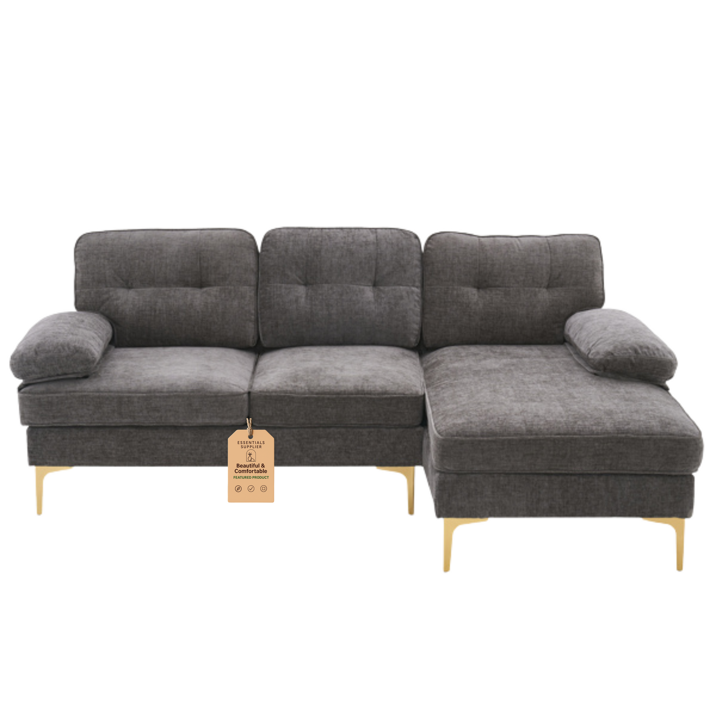 Dark Gray 3-Seater Modular Sofa – Simple, Stylish Indoor Seating