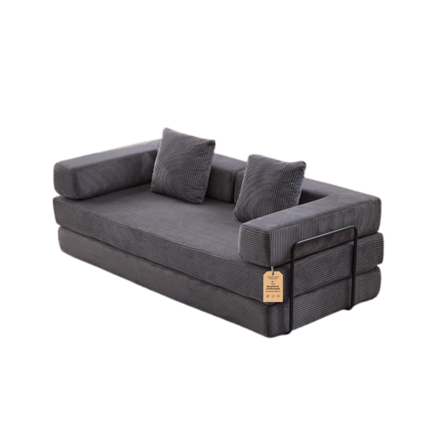 Convertible Corduroy Futon Sofa Bed – Foldable Floor Couch with Sponge Padding