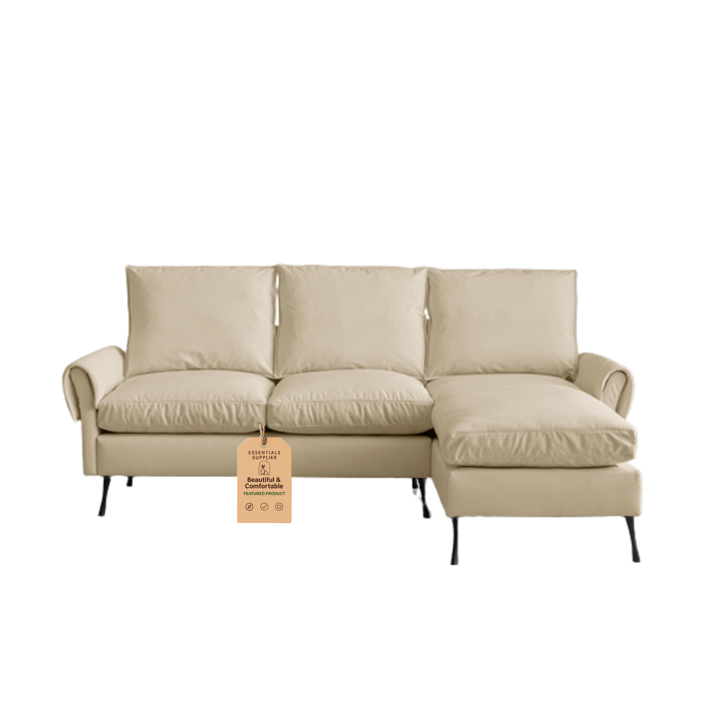 81" Modern L-Shaped Sofa with Reversible Chaise – Tech Leather Couch