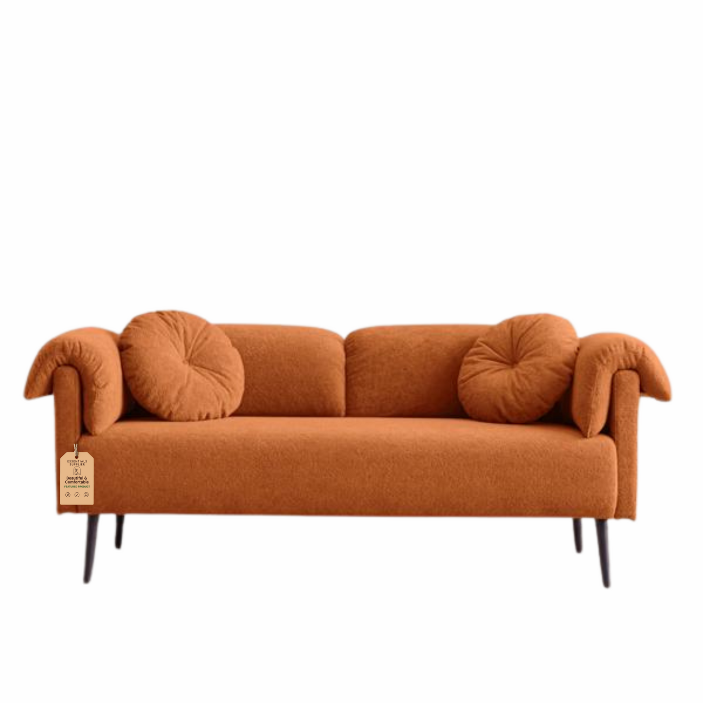 68.5" Modern Lamb Wool Sofa with Pillows for Small Living Spaces
