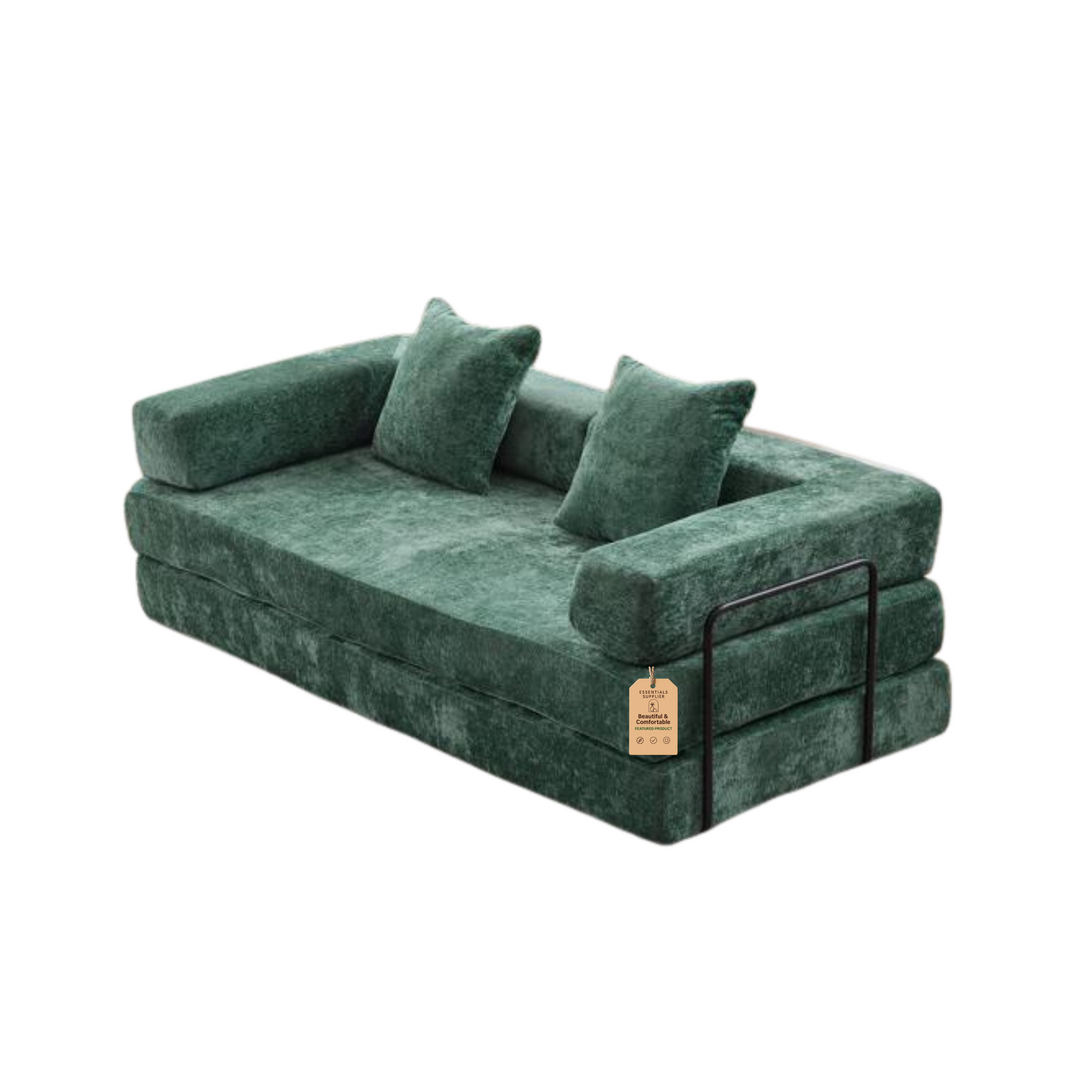 Convertible Corduroy Futon Sofa Bed – Foldable Floor Couch with Sponge Padding