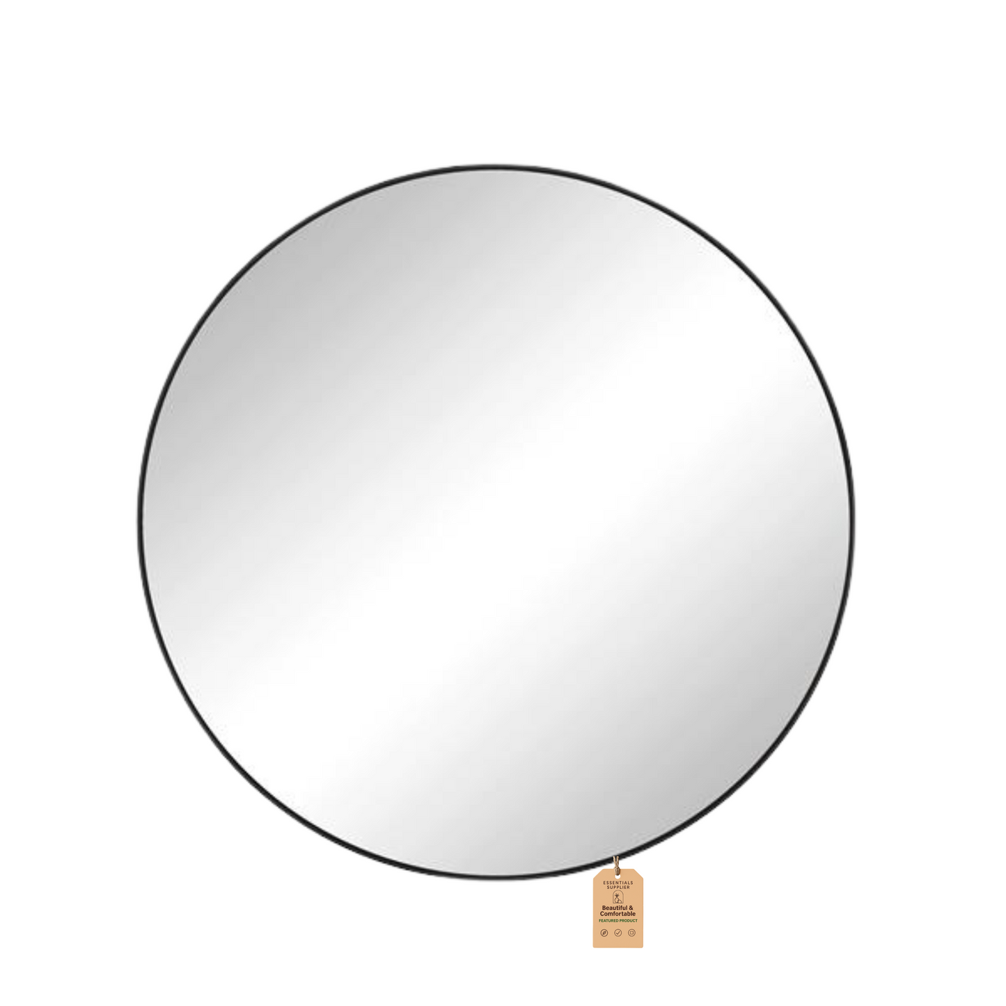 39" Black Round Wall Mirror – Modern Metal Frame for Bathroom or Bedroom