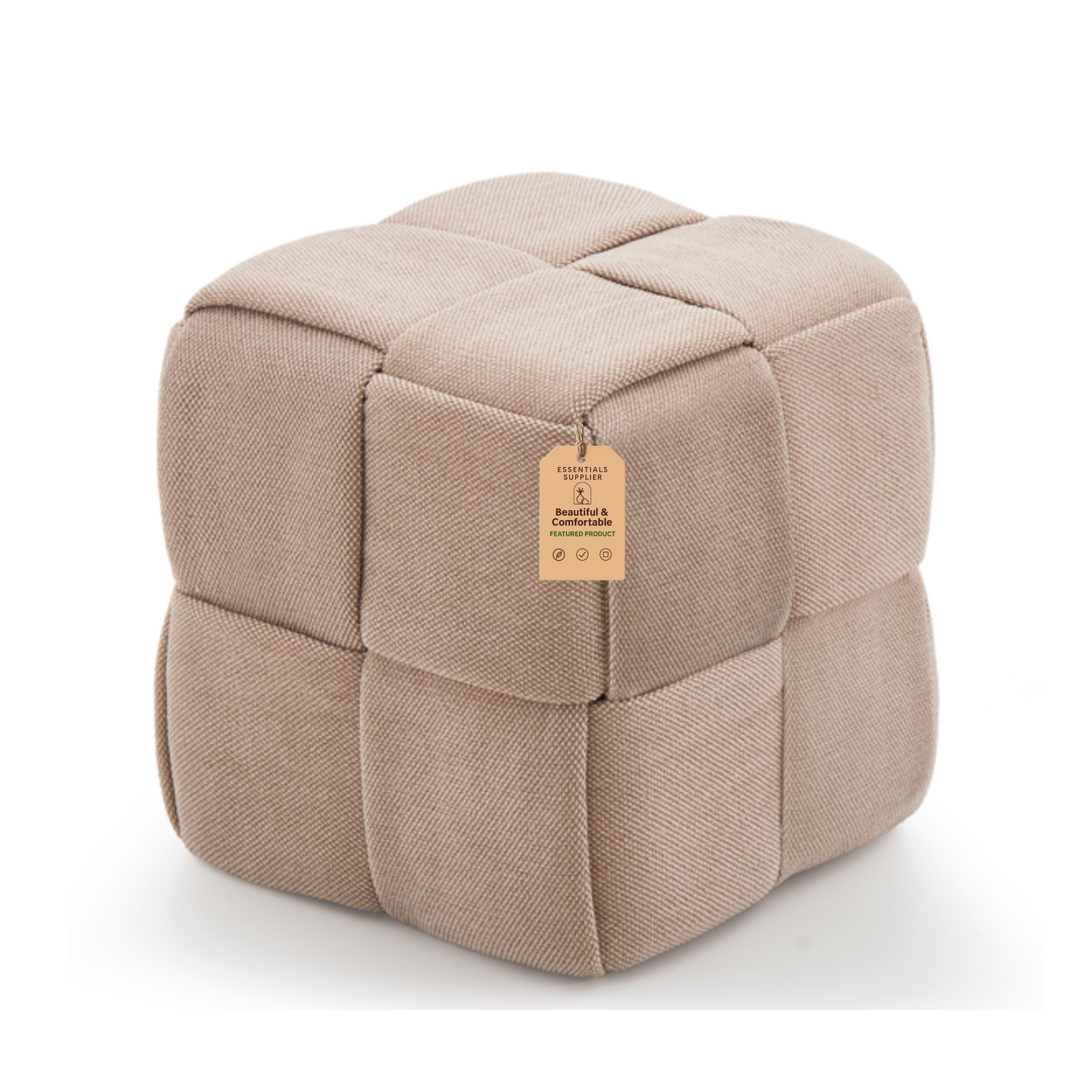 Brown Corduroy Ottoman Vanity Stool – Square Footrest for Bedroom & Entryway