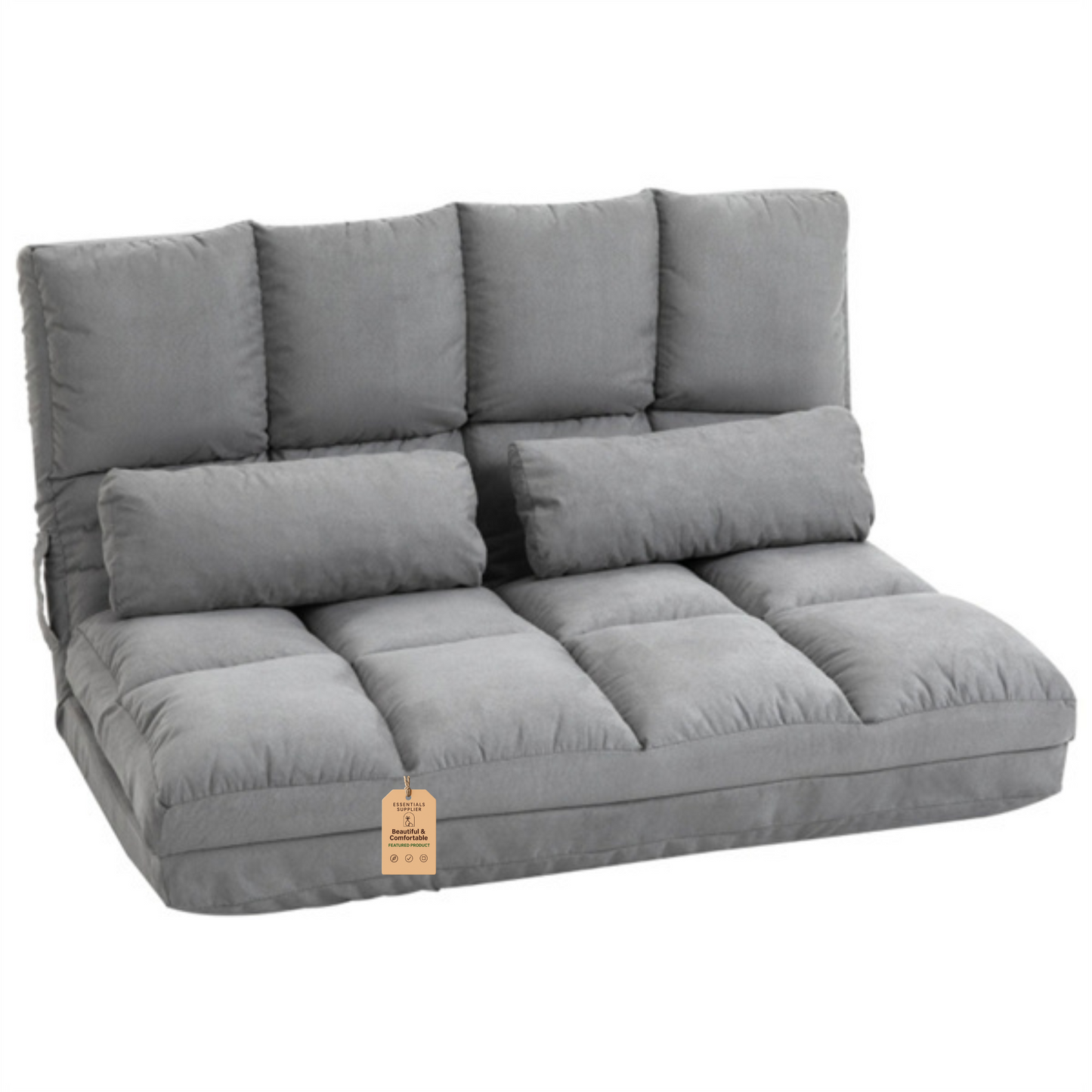 3-in-1 Adjustable Floor Sofa Bed with Backrest & Headrest – Light Gray