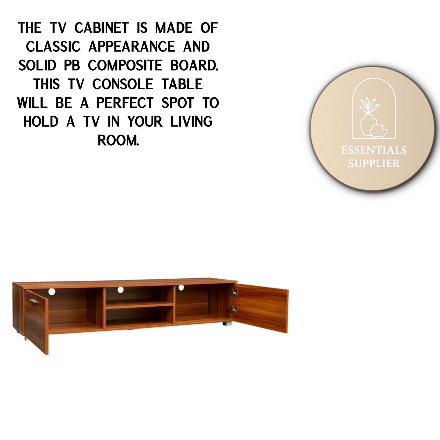 Walnut TV Stand for 70” TVs – Media Console with Drawers & Shelves