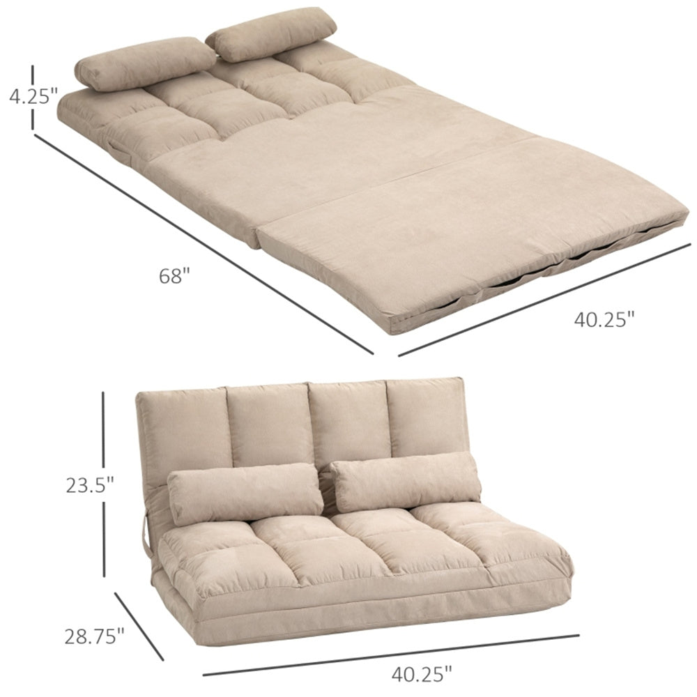 3-in-1 Adjustable Floor Sofa Bed with Backrest & Headrest – Beige