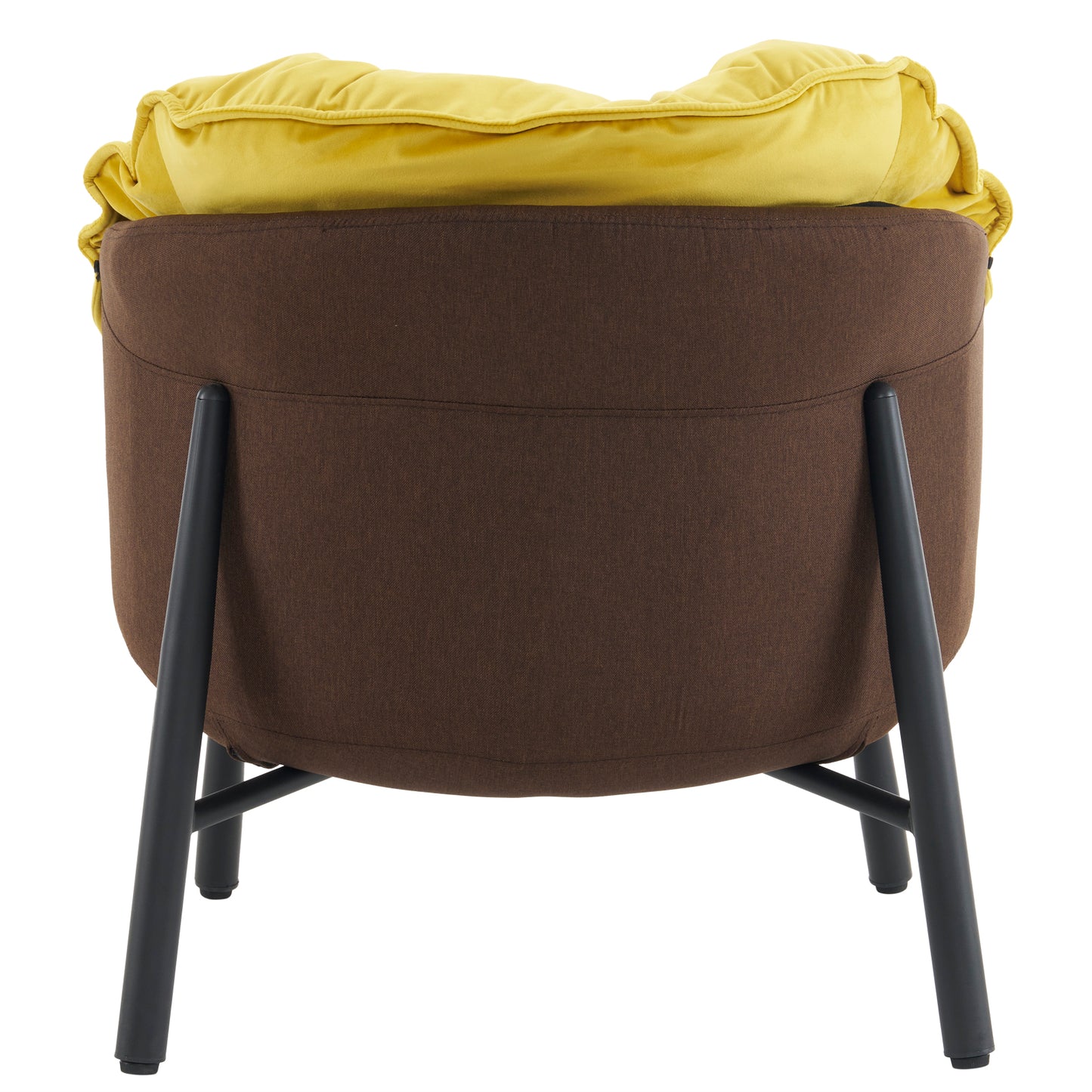 Modern Velvet Barrel Accent Chair with Metal Legs – Yellow Armchair