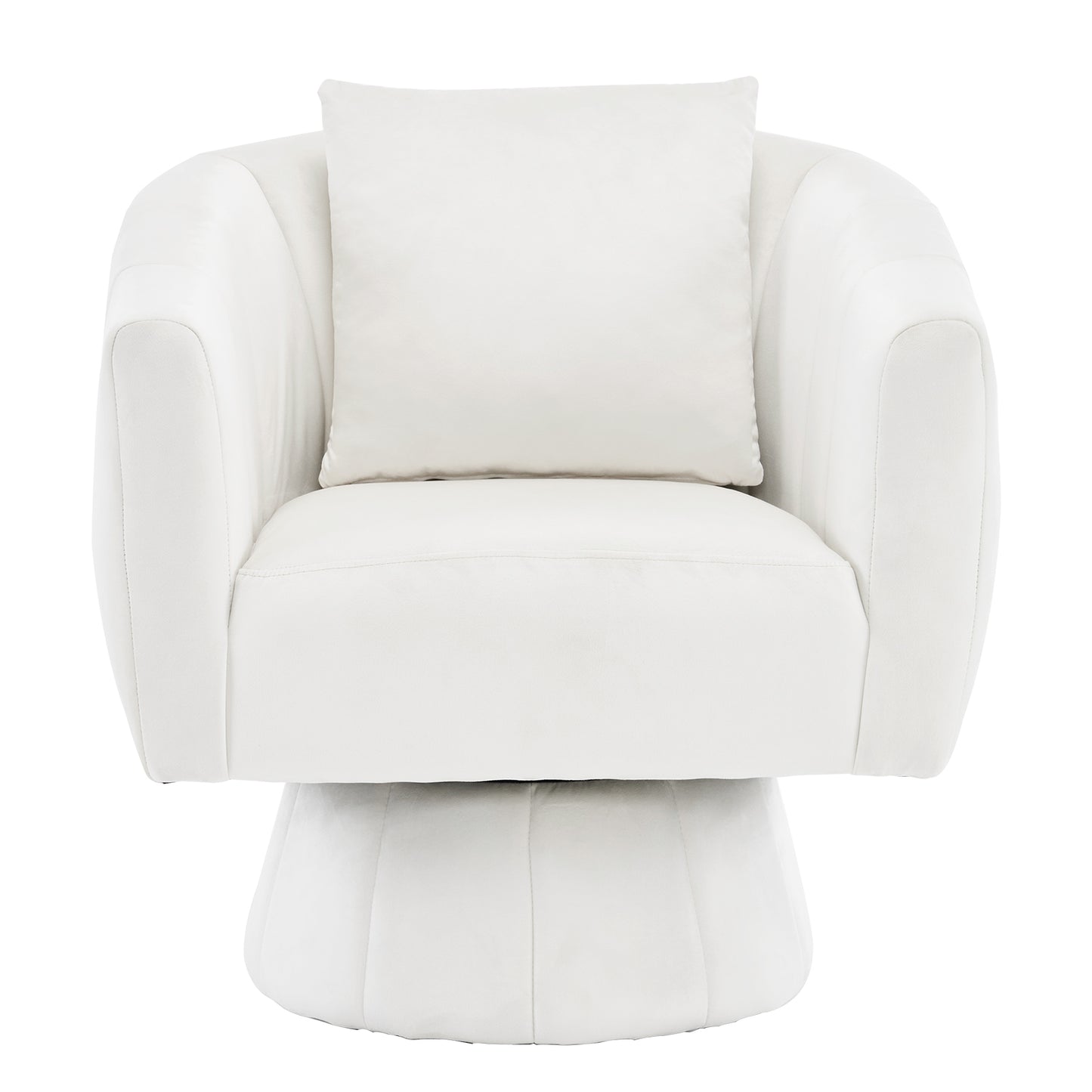 360° Swivel Velvet Accent Chair with Fluffy Cushion – Off White