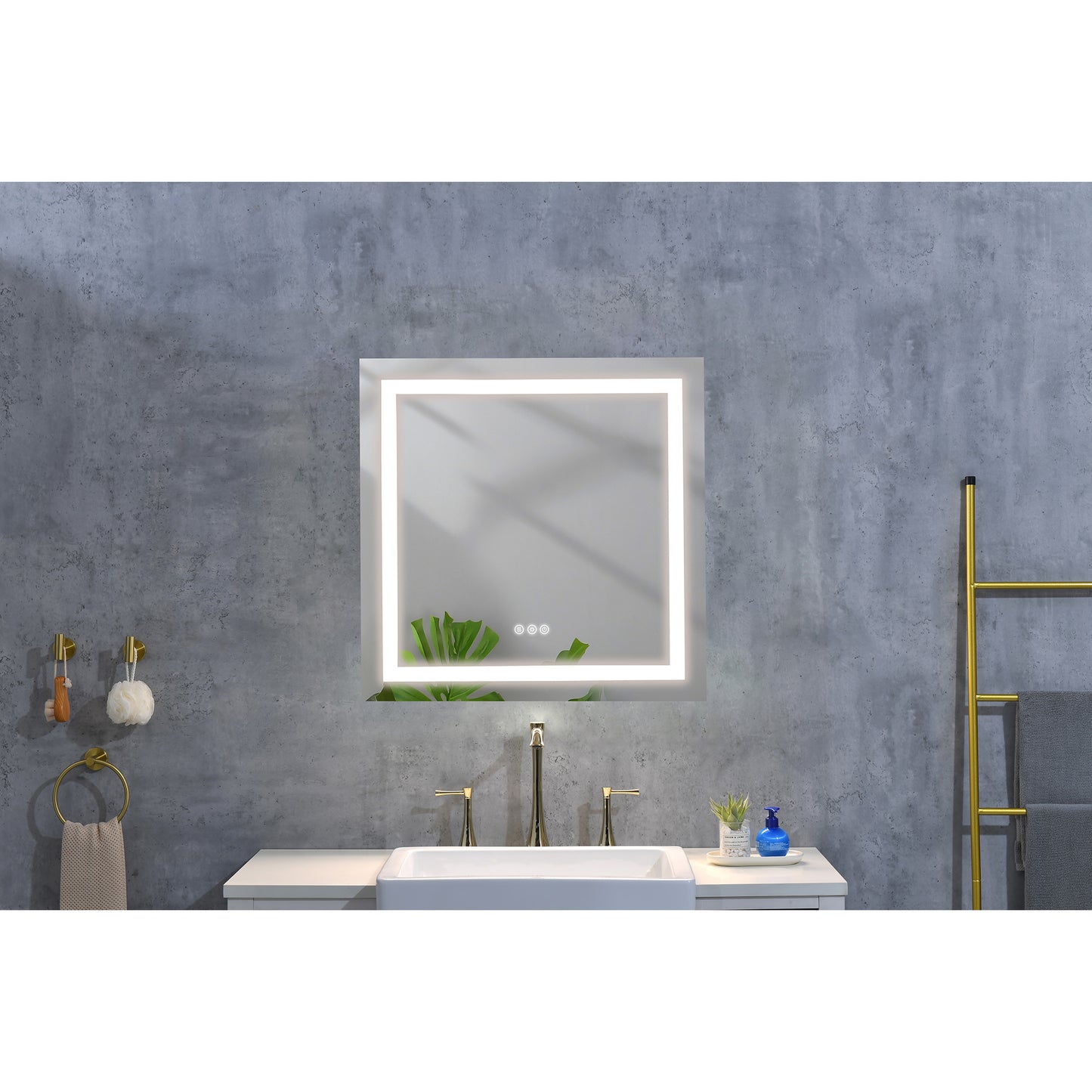 36x36" LED Bathroom Mirror with Frontlit & Backlit, Anti-Fog, Dimmable, 3 Colors