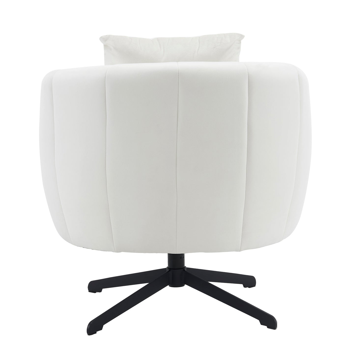 360° Swivel Velvet Accent Chair with Fluffy Cushion – Off White
