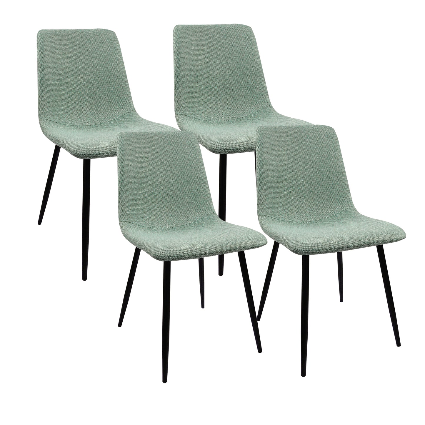 Extendable White Dining Table Set with 4 Green Chairs – Seats 2–6