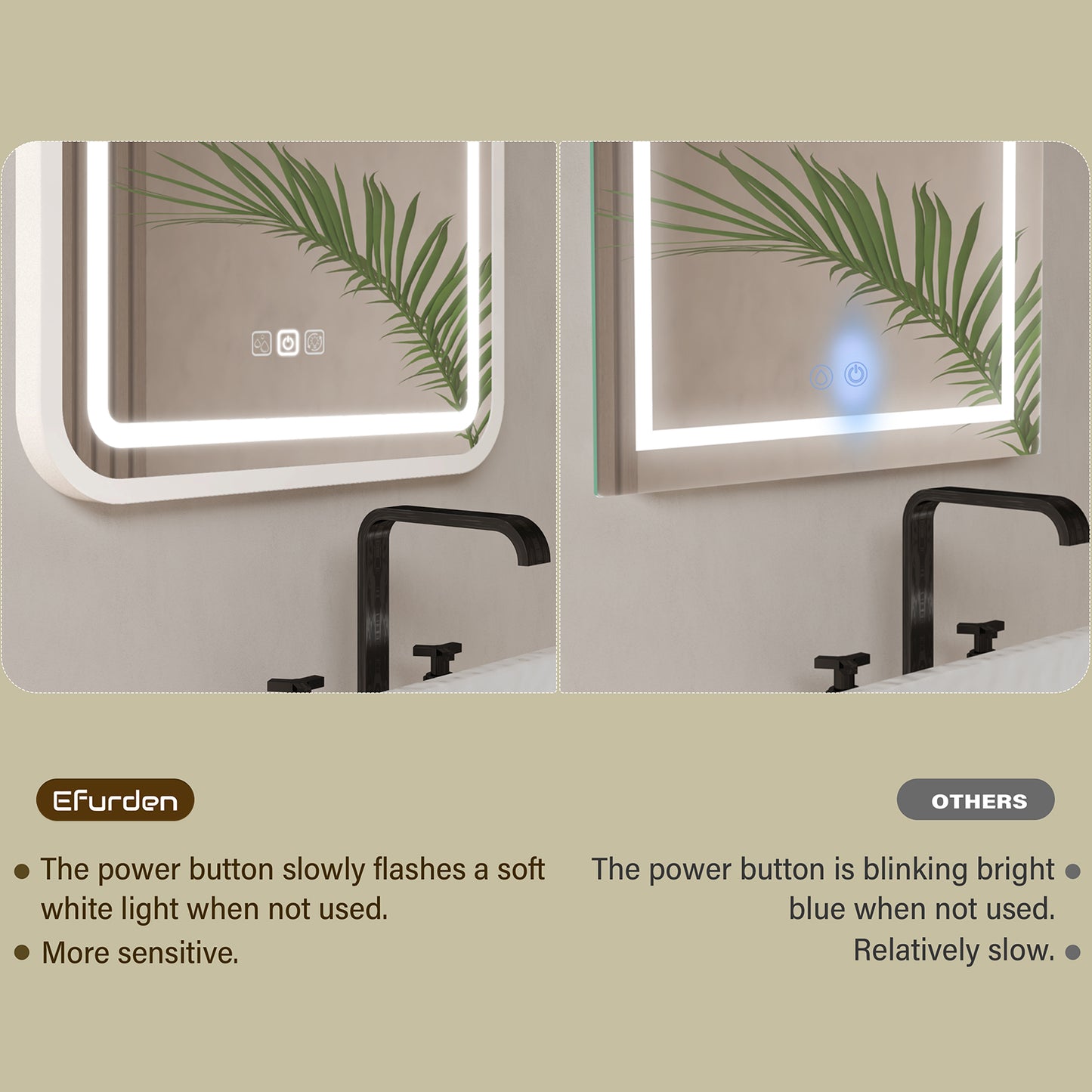 36x28" LED Bathroom Vanity Mirror, Dimmable, Anti-Fog, Wall Mount