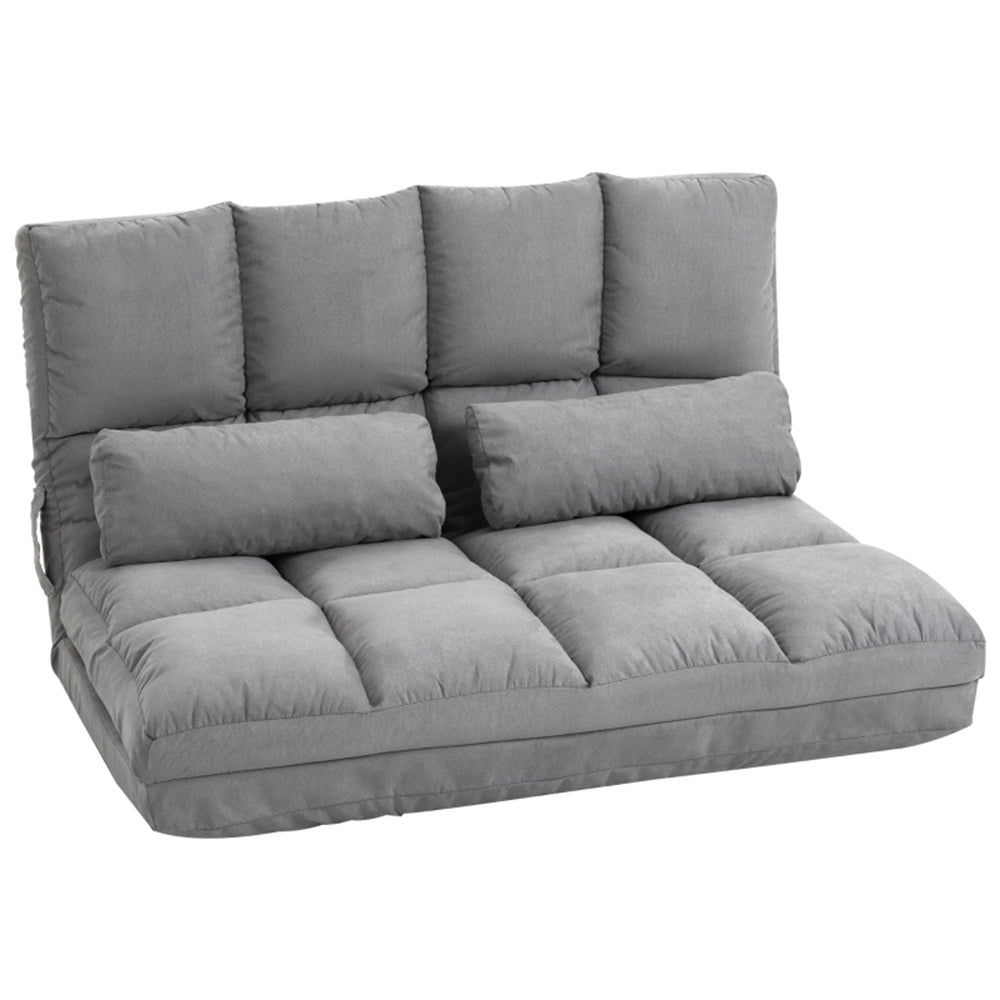 3-in-1 Adjustable Floor Sofa Bed with Backrest & Headrest – Light Gray