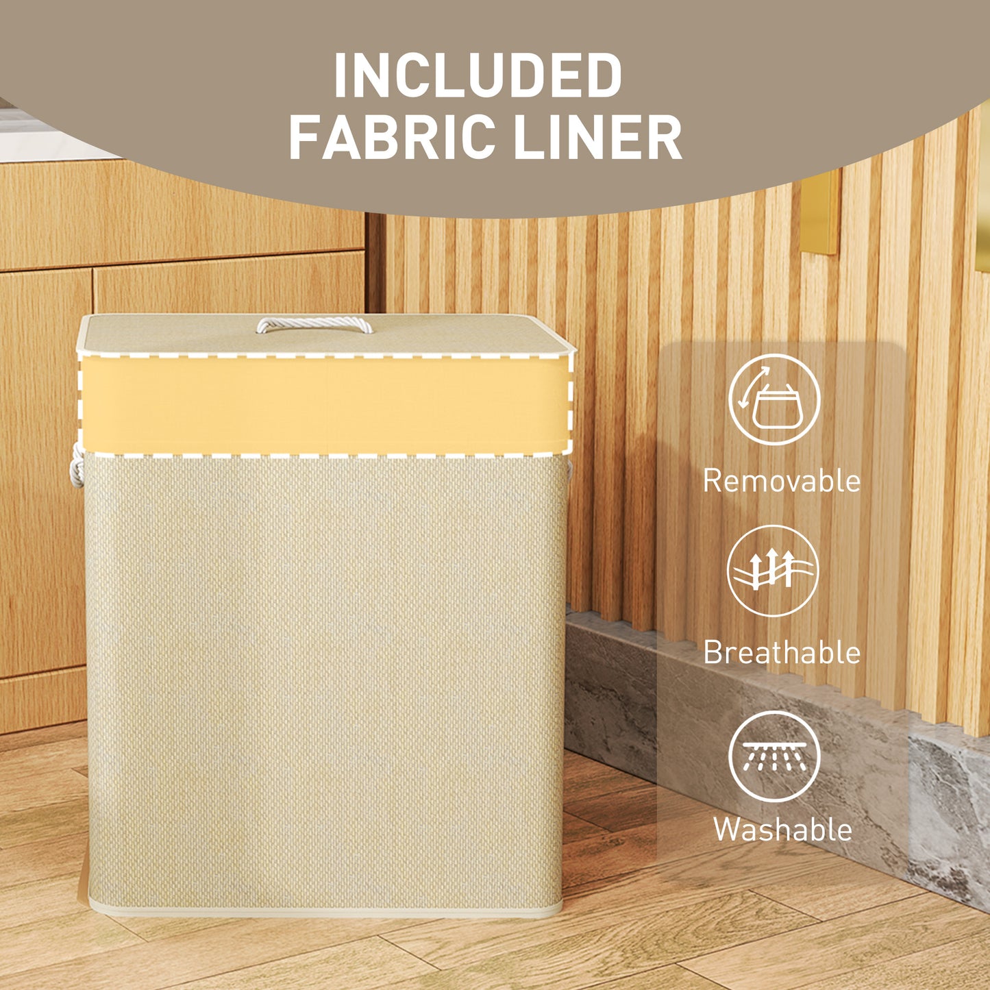 Laundry Hamper Cabinet with Storage, Freestanding Organizer