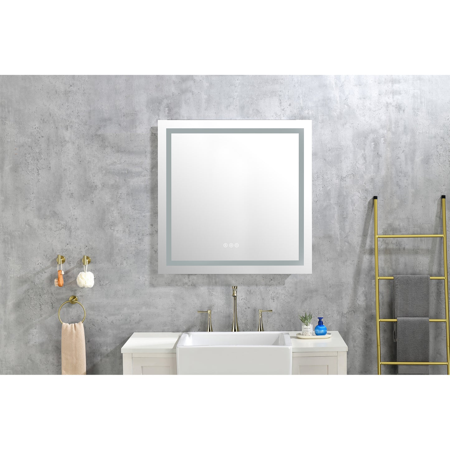 36x36" LED Bathroom Mirror with Frontlit & Backlit, Anti-Fog, Dimmable, 3 Colors