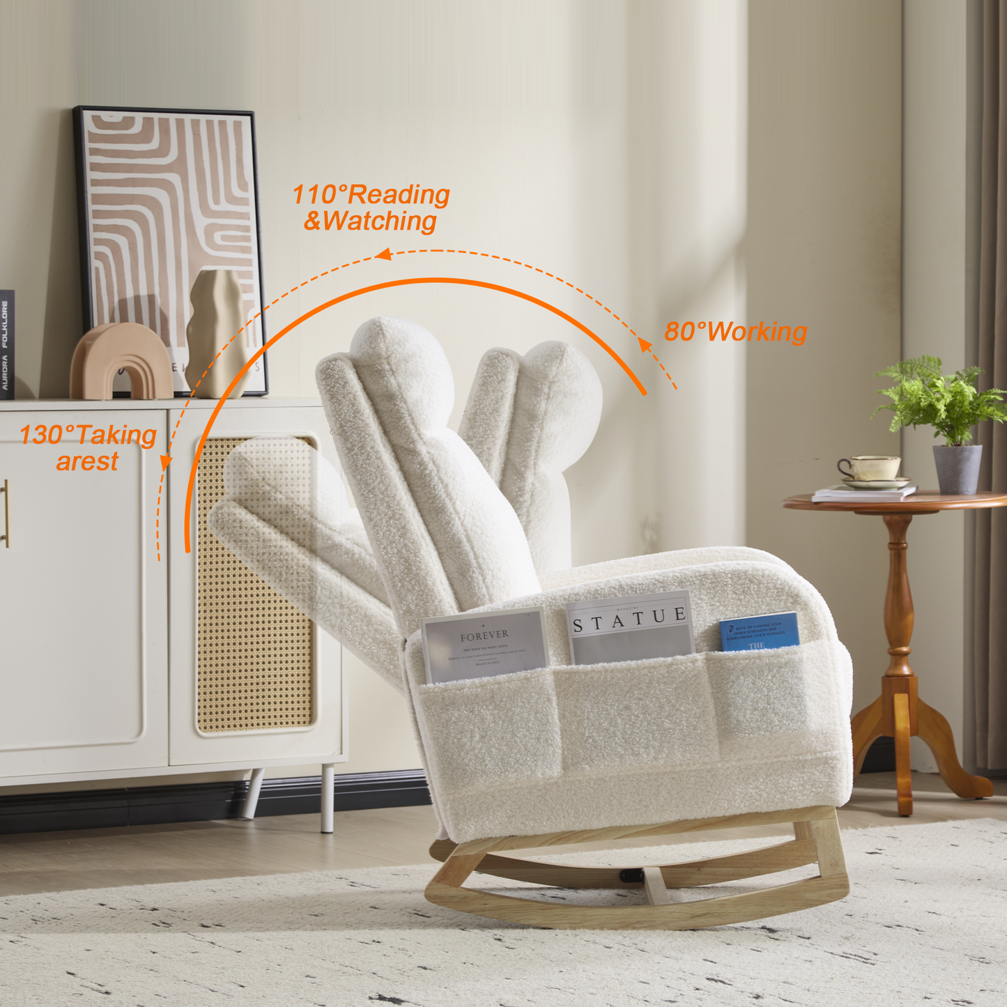 Modern Rocking Accent Chair with High Back, Soft Fabric & 300 lb Weight Capacity