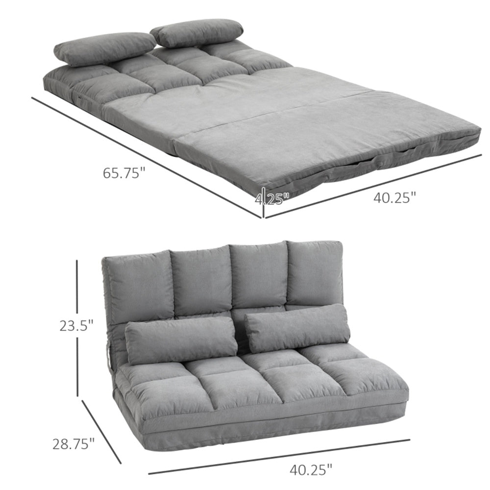 3-in-1 Adjustable Floor Sofa Bed with Backrest & Headrest – Light Gray