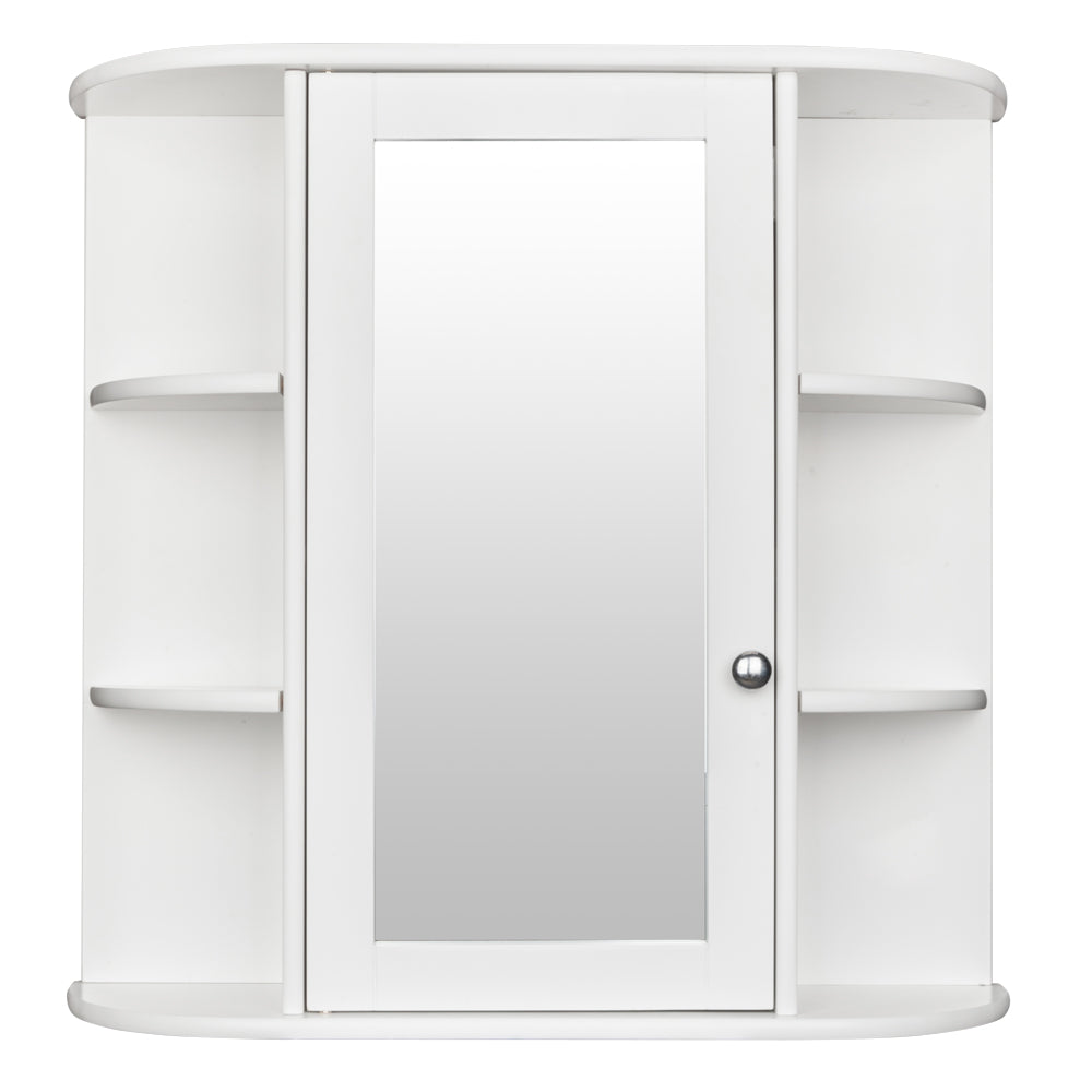 3-Tier Wall Mounted Bathroom Cabinet with Mirror Door, White Finish
