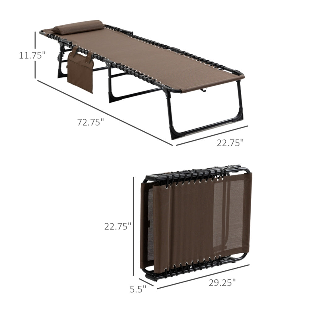 Brown Zero Gravity Folding Lounger with Side Pocket & Adjustable Backrest