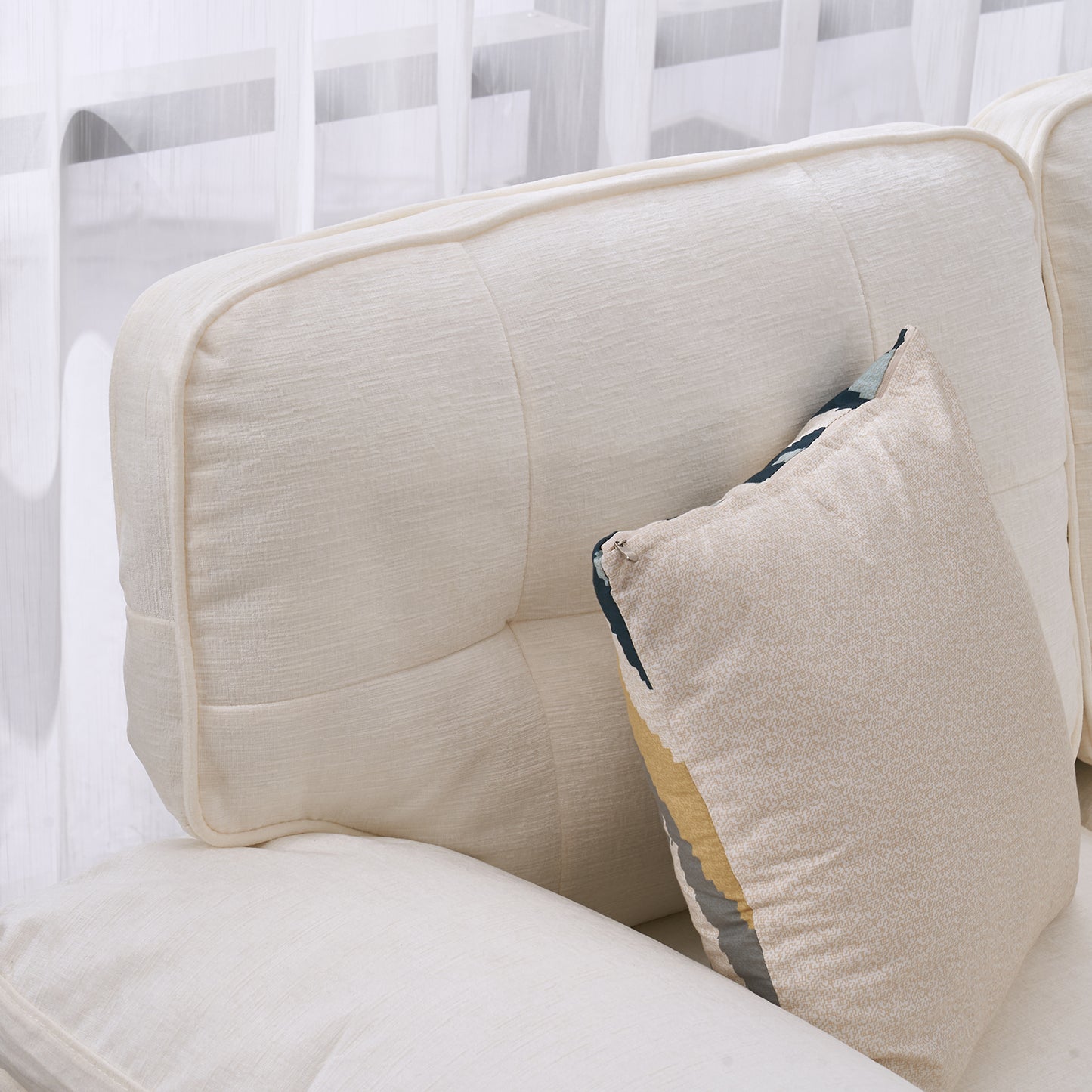 "Beige 3-Seater Modular Sofa – Simple, Stylish Indoor Seating"